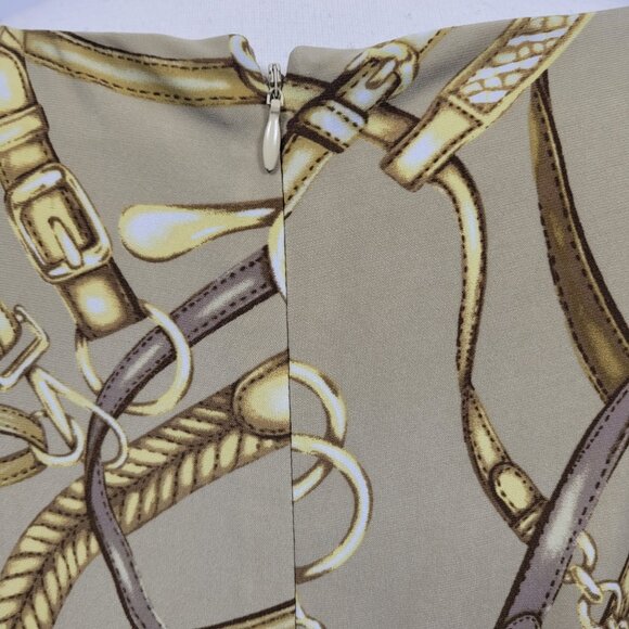 Lauren Ralph Lauren Chain Link Print Maxi Dress Size 18 Belted V-Neck Chic - Picture 10 of 13